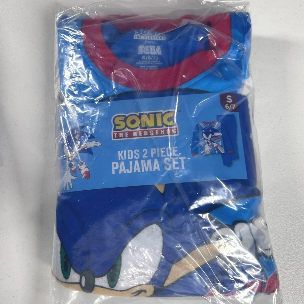 Sonic The Hedgehog Kids 2‎ Piece Pajama Set Size Small Blue Flame Resistant NEW